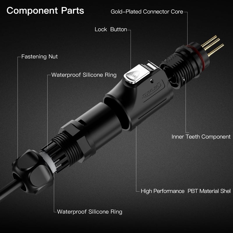 CNLINKO LP-20 9 PIN Waterproof Connector, IP68 Circular Connector, Quick Plugging Aviation Connector, PBT Plastic Shell Solder Connector, Marine Industry Connector Male Plug Inline Plug-in (9 PIN) - Image 5